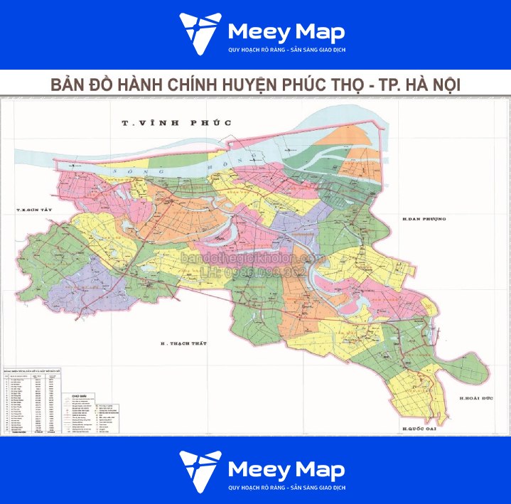 Chi tiết Bản đồ Quy hoạch Huyện Phúc Thọ Hà Nội Đến Năm 2030 14 Ban do hanh chinh huyen Quoc Tho