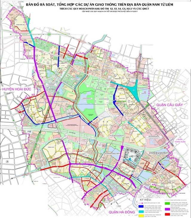 Bản đồ quy hoạch giao thông quận Nam Từ Liêm