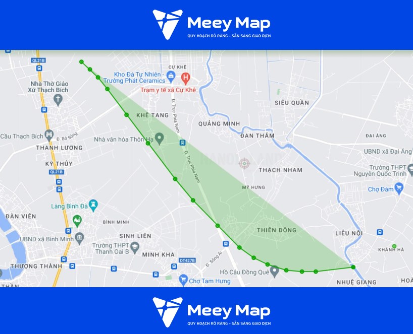 So do Vanh dai 4 se mo theo quy hoach qua dia ban huyen Thanh Oai. Anh chup tu Google Maps