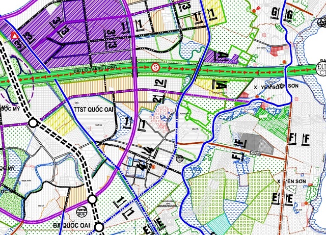 Định hướng phát triển giao thông của bản đồ quy hoạch chung huyện Quốc Oai