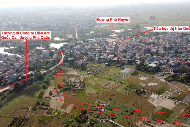 Vị trí ba đường sẽ mở theo quy hoạch của huyện Quốc Oai