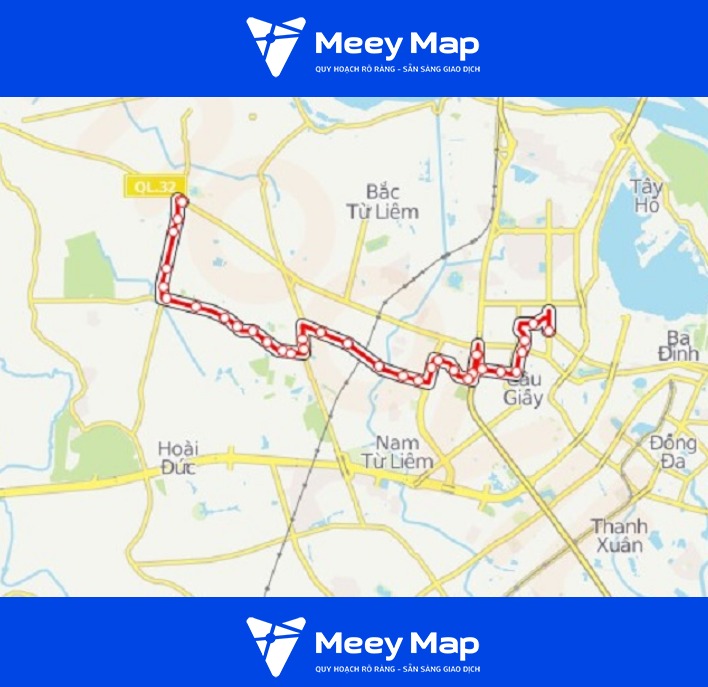 Bản đồ quy hoạch huyện Hoài Đức, Hà Nội mới nhất & cách tra cứu 7 Duong di cua tuyen xe 97 Hoai Duc Cong vien Nghia Do 1