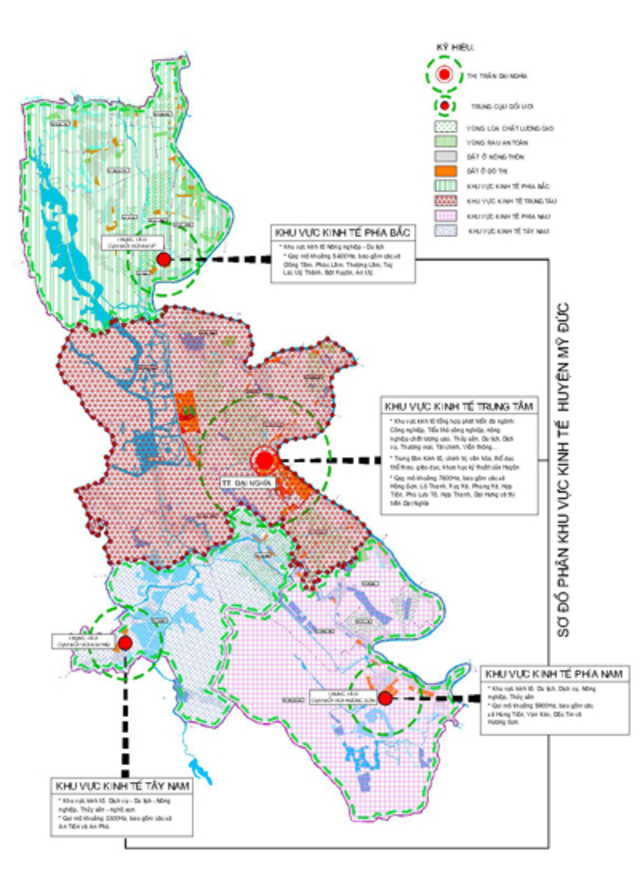 Thông tin chi tiết về quy hoạch huyện Mỹ Đức Hà Nội, sơ đồ phân khu vực kinh tế của huyện Mỹ Đức