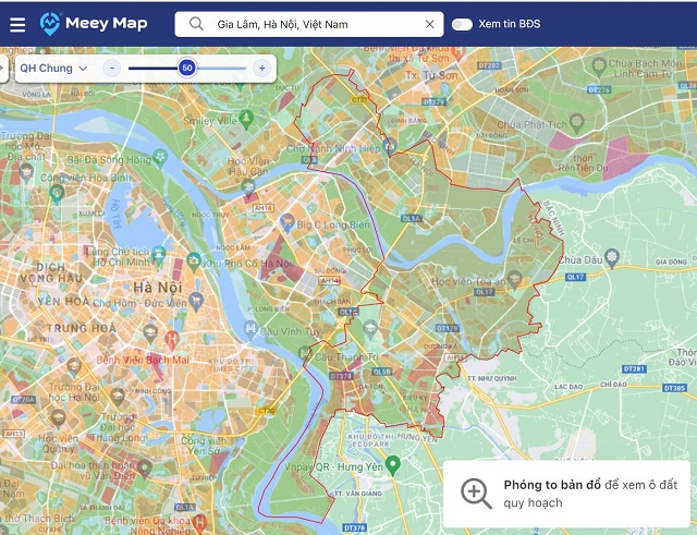 Tra cứu quy hoạch huyện Gia Lâm đến năm 2030 bằng Meey Map