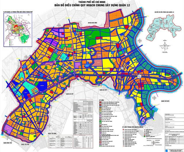 Bản đồ điều chỉnh và quy hoạch chung của quận 12 với định hướng phát triển toàn diện