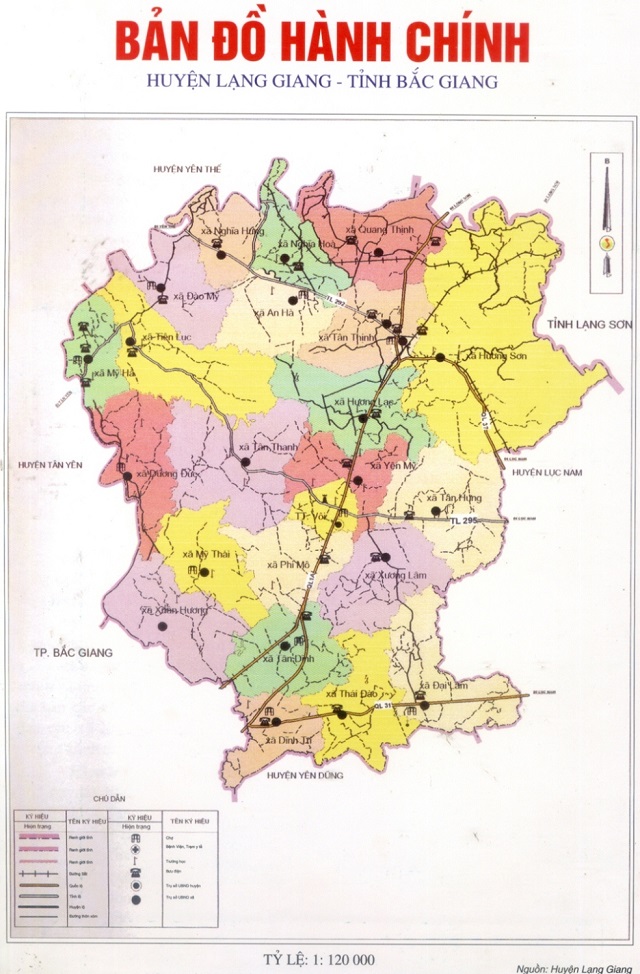 Bản đồ đơn vị hành chính huyện Lạng Giang