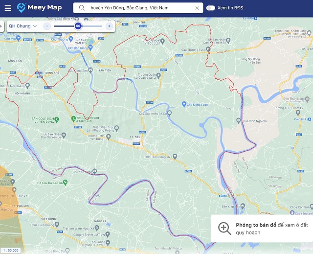 Bản đồ quy hoạch huyện Yên Dũng dạng “Quy hoạch chung”
