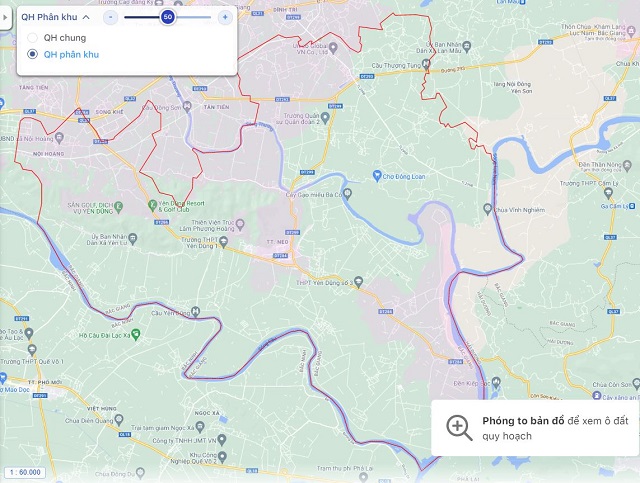 Bản đồ quy hoạch huyện Yên Dũng dạng “Quy hoạch phân khu”
