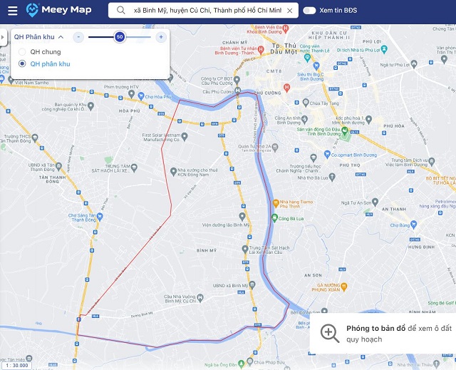Bản đồ quy hoạch phân khu của xã Bình Mỹ huyện Củ Chi thành phố Hồ Chí Minh