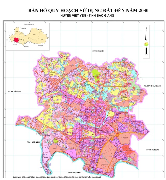 Bản đồ quy hoạch sử dụng đất huyện Việt Yên tầm nhìn đến năm 2030