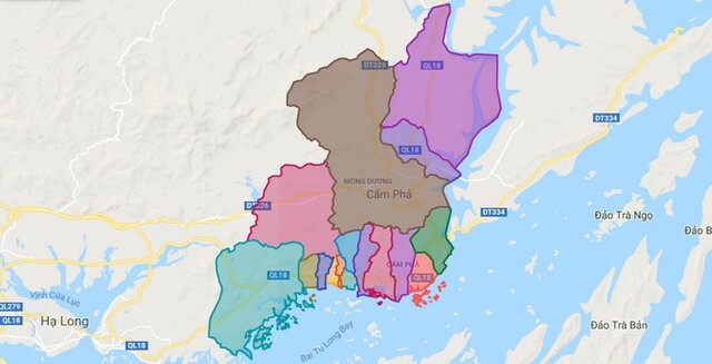 Bản đồ vị trí địa lý của thành phố Cẩm Phả, Quảng Ninh