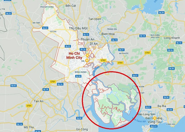 Cần Giờ là huyện nằm ở ven biển và chếch về phía Đông Nam của Hồ Chí Minh