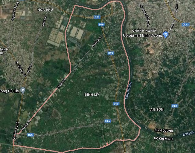 Vị trí địa lý của xã Bình Mỹ huyện Củ Chi thành phố Hồ Chí Minh