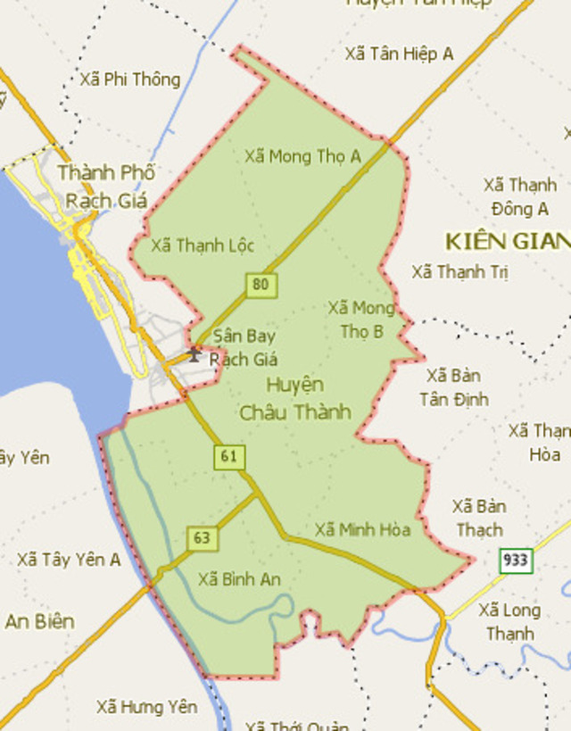 Vị trí địa lý và các đơn vị hành chính của huyện Châu Thành Kiên Giang