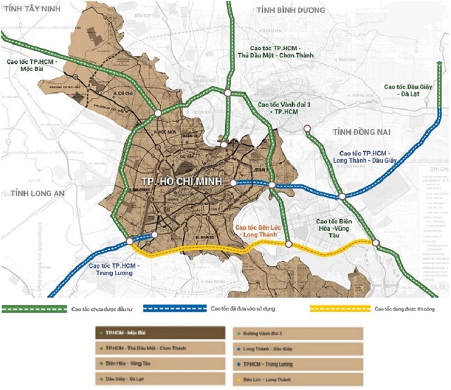Bản đồ quy hoạch đường cao tốc TP Hồ Chí Minh