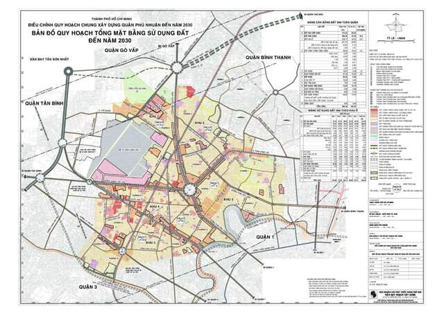 Bản đồ quy hoạch quận Phú Nhuận về sử dụng đất