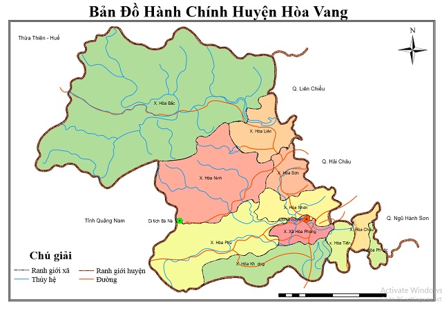 Cập nhật bản đồ hành chính mới nhất của huyện Hòa Vang