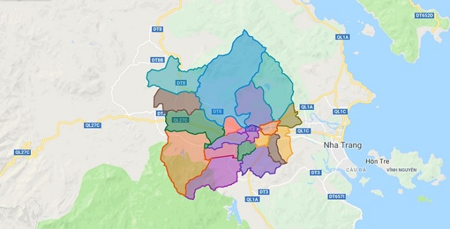 Theo dõi bản đồ hành chính của huyện Diên Khánh