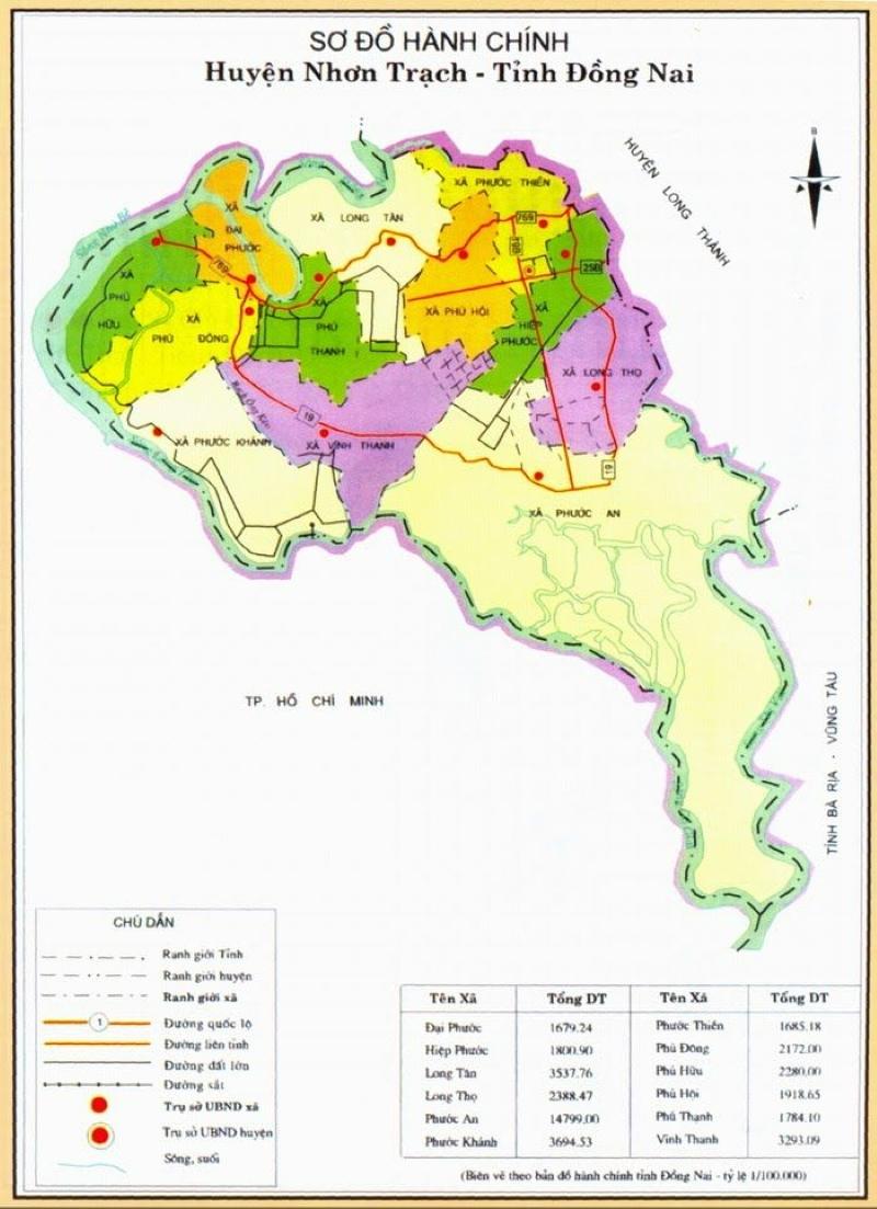 Bản đồ hành chính huyện Nhơn Trạch