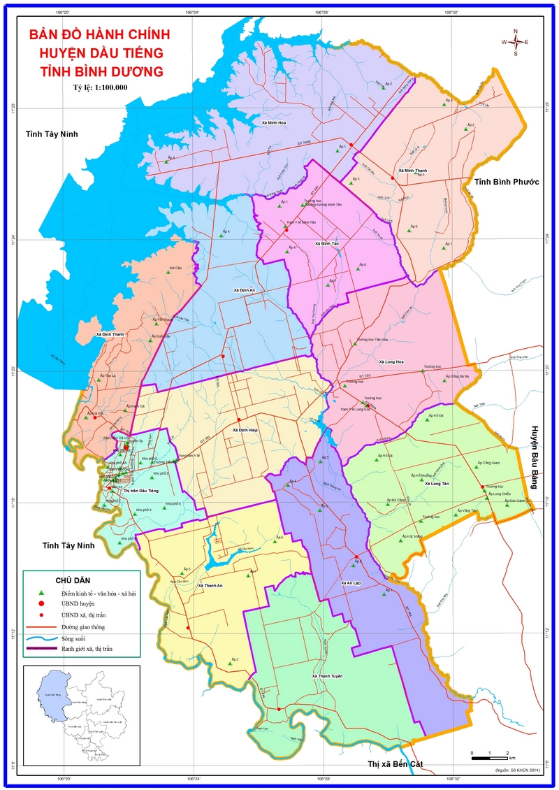 Bản đồ chi tiết huyện Dầu Tiếng
