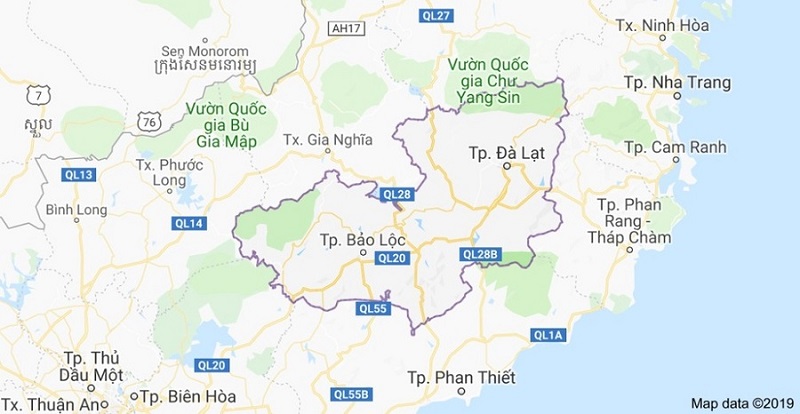 Chi tiết về vị trí của thành phố Đà Lạt trên bản đồ