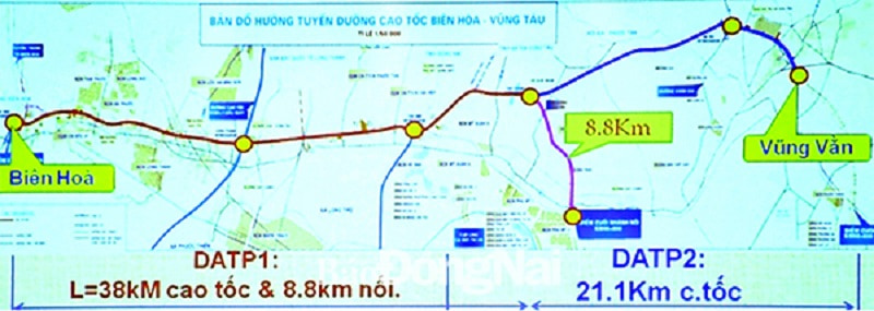 Bản đồ dự án đường cao tốc Biên Hòa - Vũng Tàu