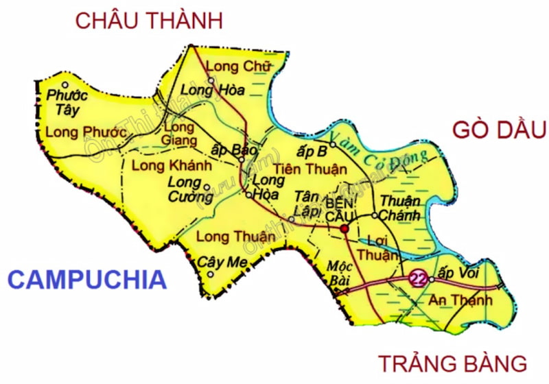 Bản đồ huyện Bến Cầu Tây Ninh