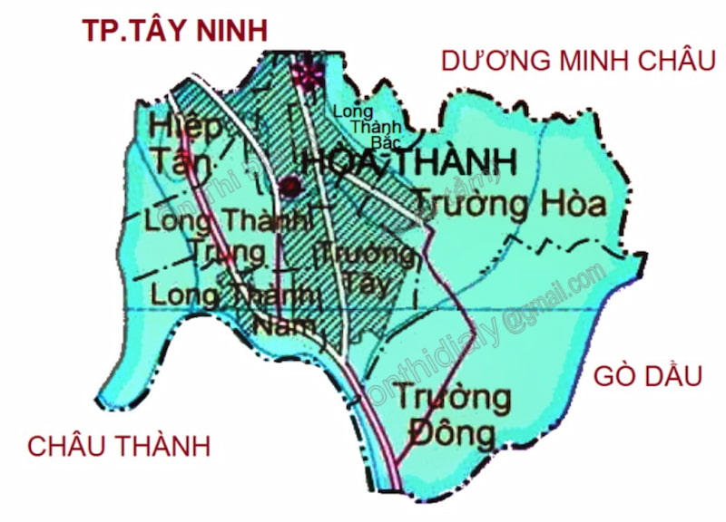Bản đồ thị xã Hòa Thành