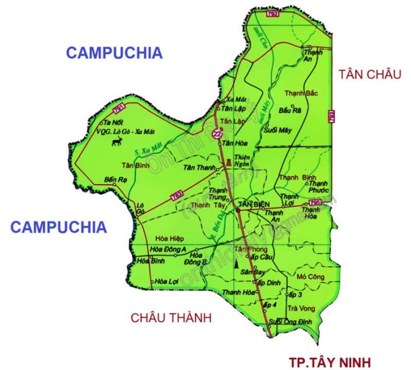 Bản đồ huyện Tân Biên thuộc tỉnh Tây Ninh