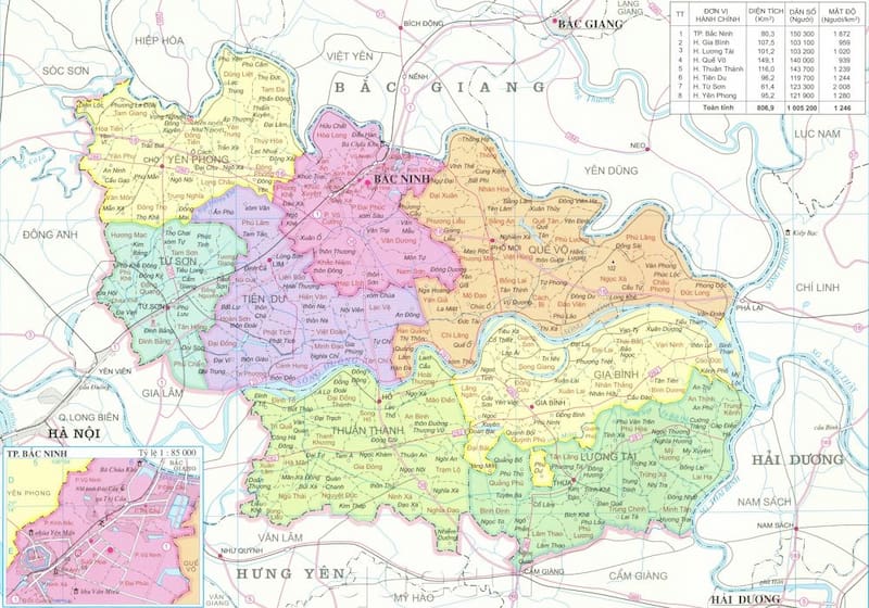 Bản đồ khổ lớn tỉnh Bắc Ninh