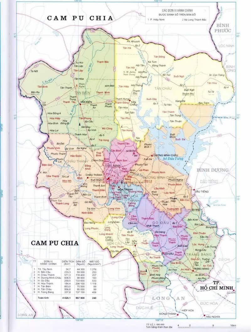 Bản đồ khổ lớn tỉnh Tây Ninh mới nhất