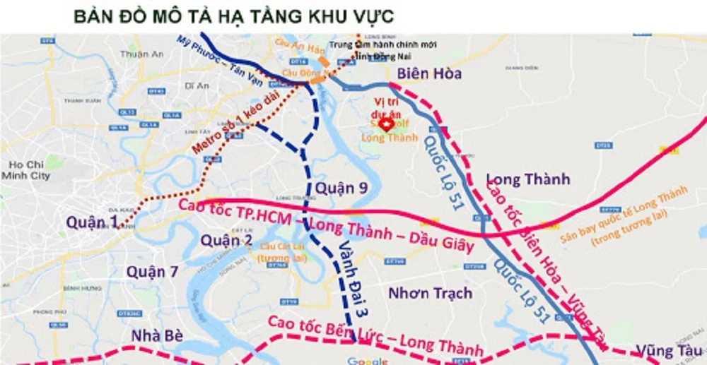 bản đồ cao tốc Bắc Nam Long Thành - Cầu Giây