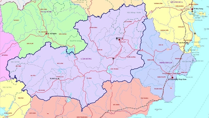 Thông tin chi tiết về bản đồ Lâm Đồng