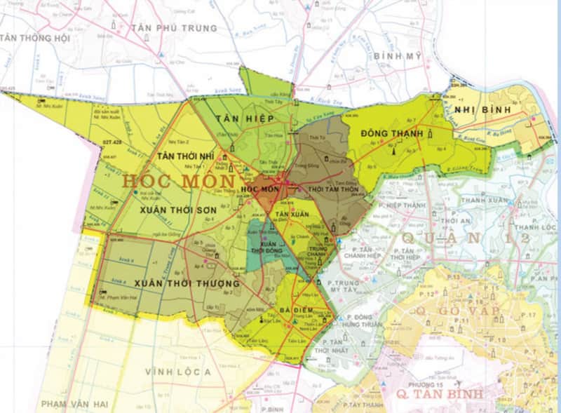 Bản đồ huyện Hóc Môn