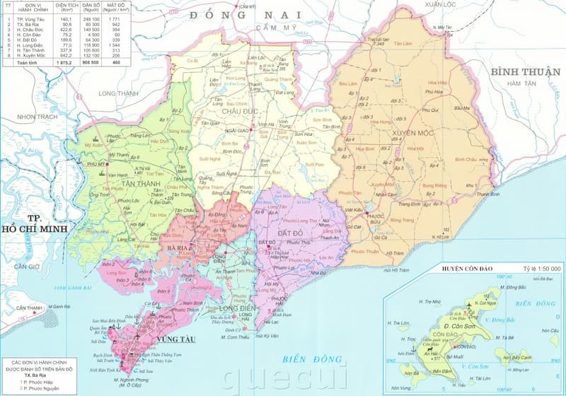 Bản đồ khổ lớn tỉnh Bà Rịa - Vũng Tàu