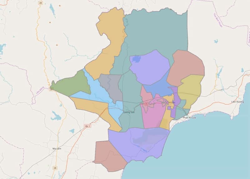 Bản đồ huyện Bắc Bình 