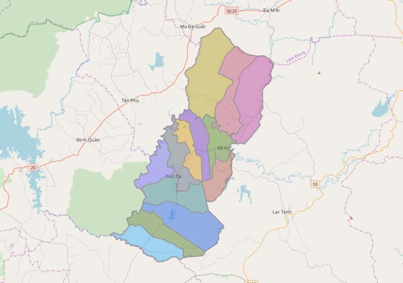 Bản đồ huyện Đức Linh