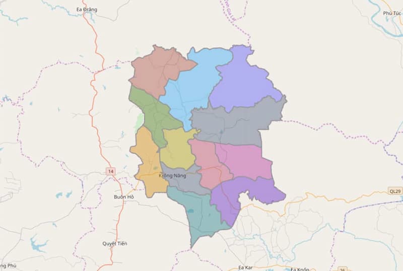 Bản đồ huyện Krông Năng