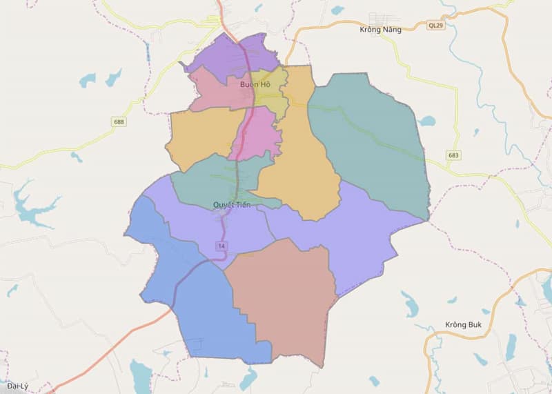 Bản đồ thị xã Buôn Hồ