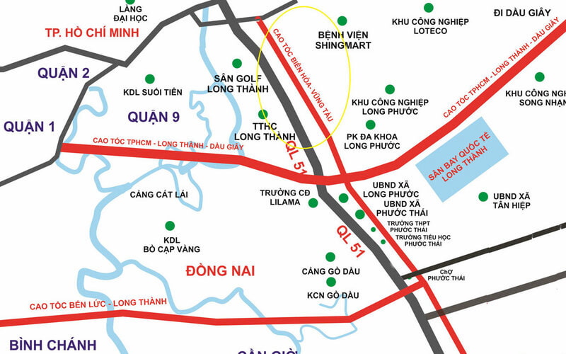 Tổng quan quốc lộ 51 nơi đi qua ngã ba Nhơn Trạch, Đồng Nai 