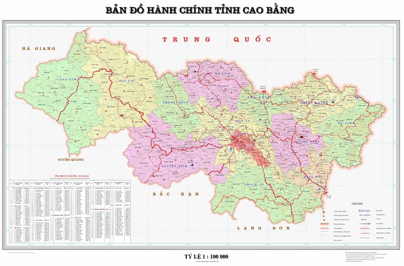 Vị trí hành chính tỉnh Cao Bằng