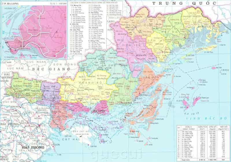 Bản đồ Quảng Ninh khổ lớn