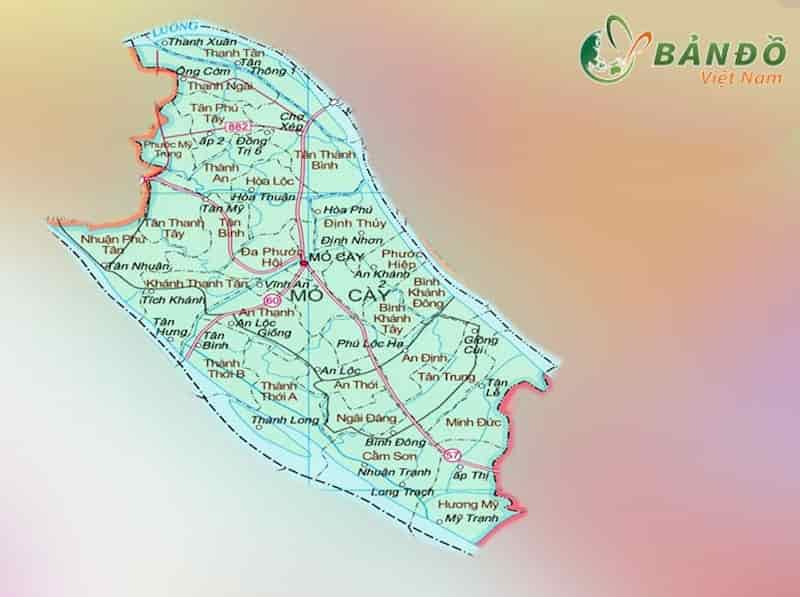 Bản đồ huyện Mỏ Cày Nam tỉnh Bến Tre