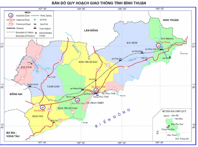 Bản đồ quy hoạch Bình Thuận về giao thông mới nhất