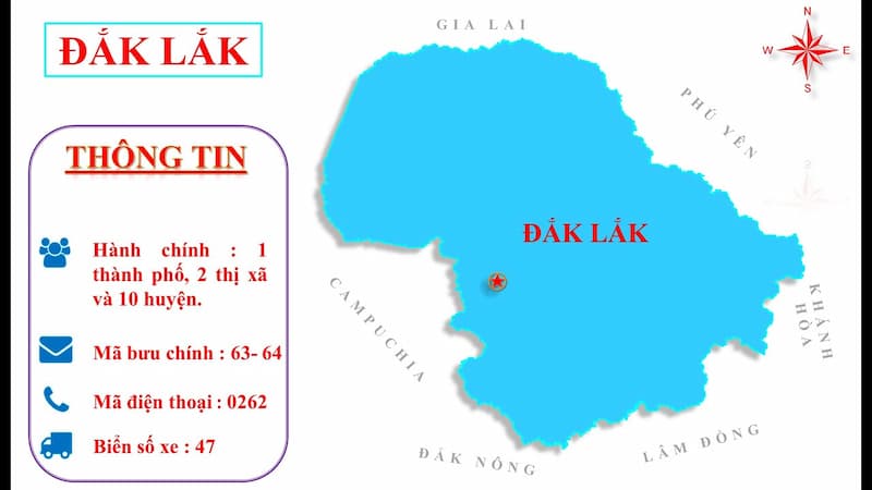 Vị trí hành chính tỉnh Đắk Lắk