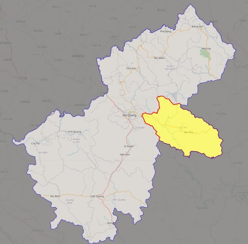 Bản đồ huyện Bắc Mê