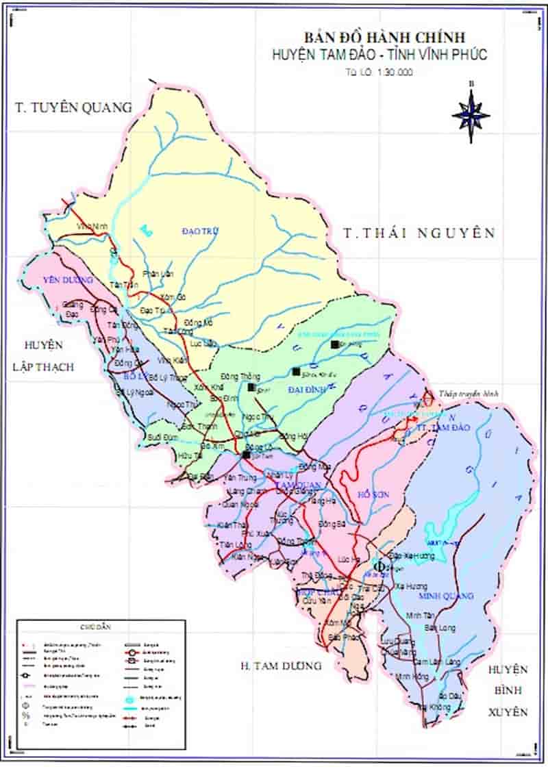 Bản đồ huyện Tam Đảo