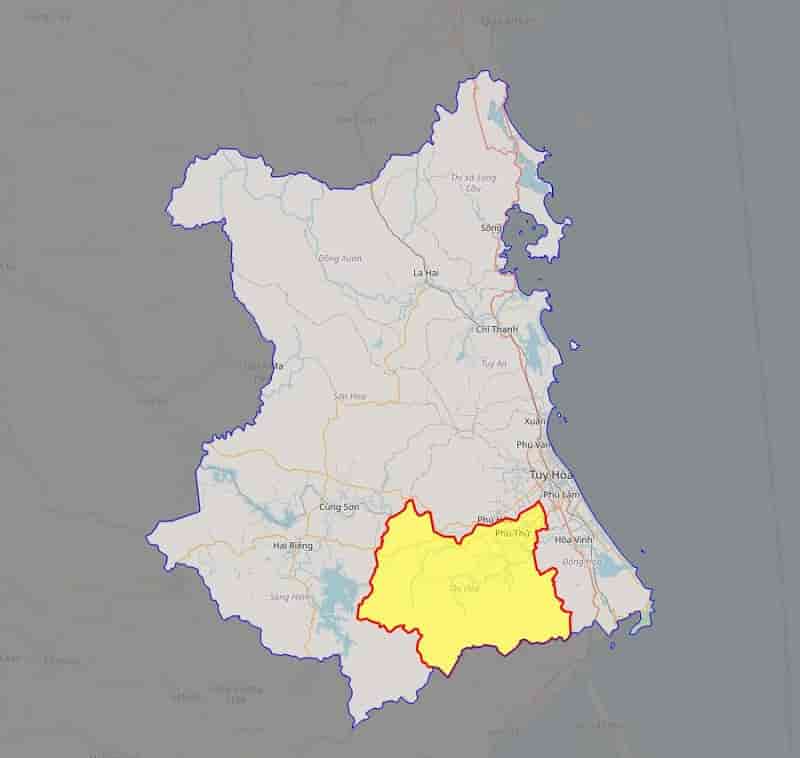 Bản đồ huyện Tây Hòa