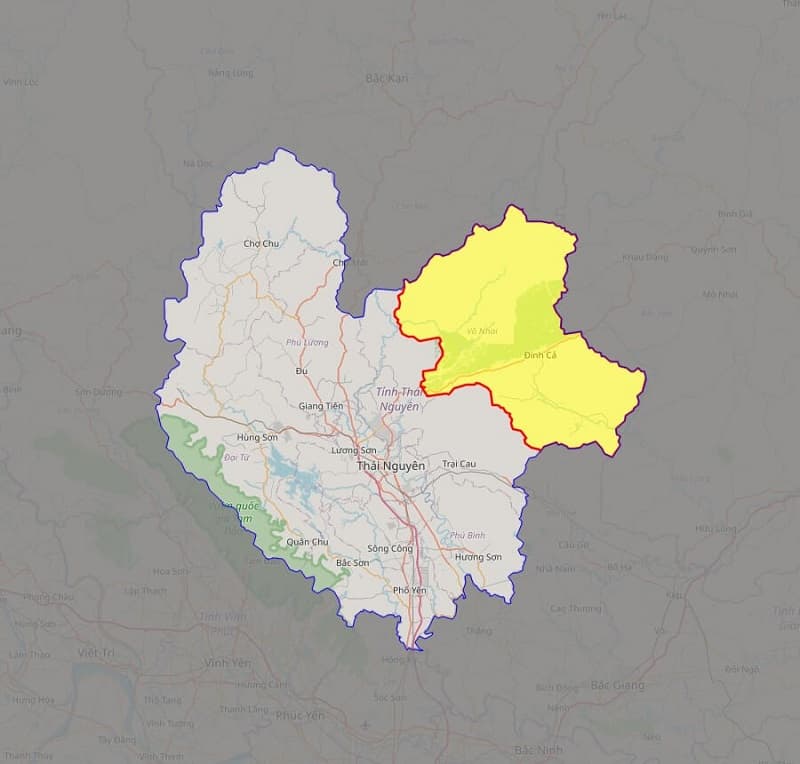 Bản đồ huyện Võ Nhai    