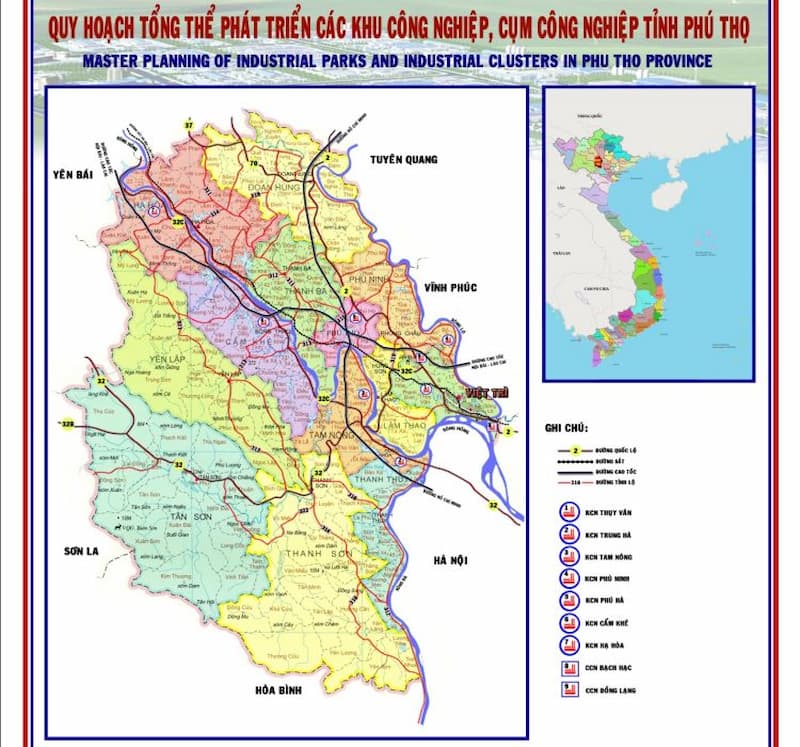 Bản đồ Phú Thọ khổ lớn
